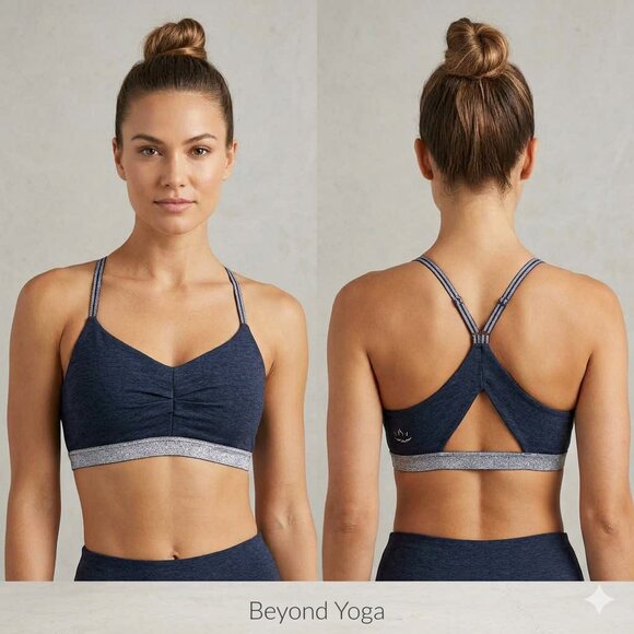 BEYOND YOGA Other - BEYOND YOGA Dark Grey Shine On Spacedye Sparkly Sports Bra Size Large NEW